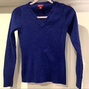 Merona Ribbed Blue Long Sleeve Cotton Top Medium